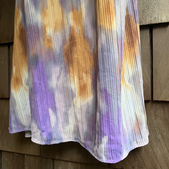 BCBG NEW YORK Women's Sleeveless Pleated Midi Dress Lilac Yellow Sundress Size M - Picture 9 of 15